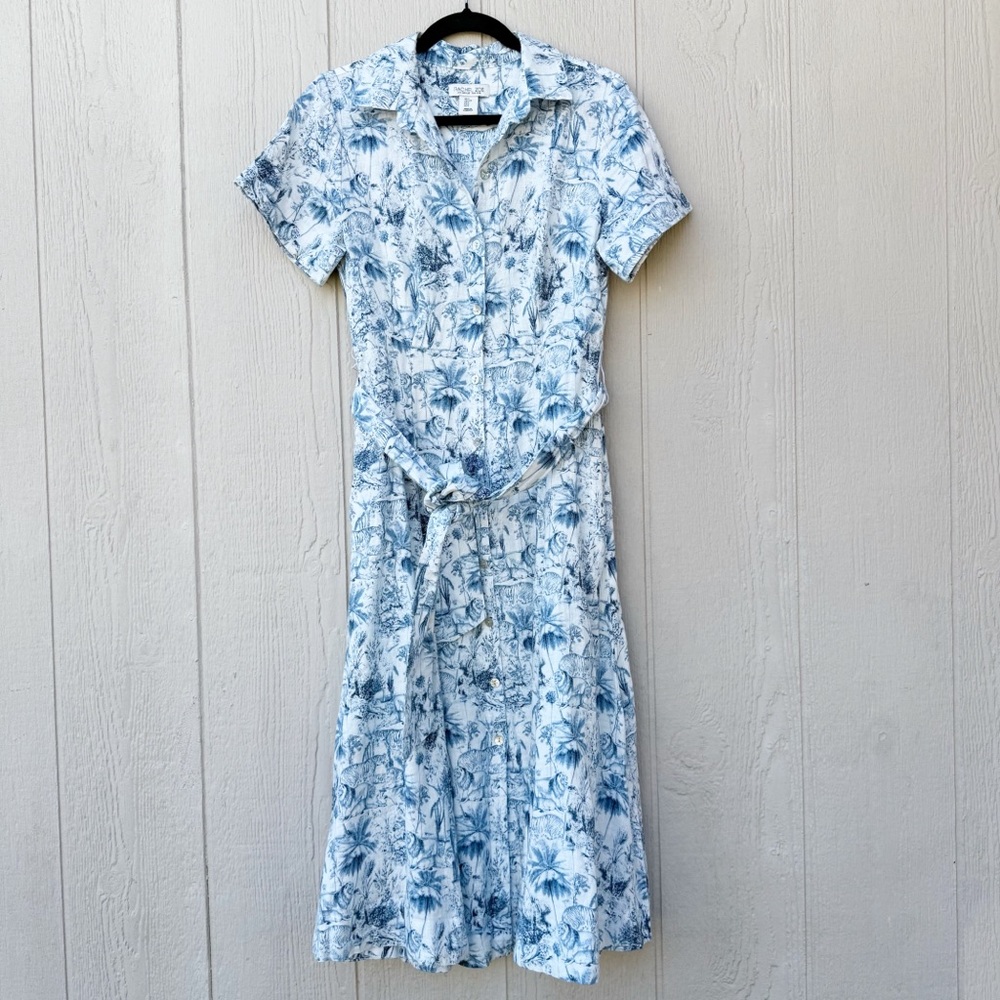 Rachel Zoe Safari Jungle Print Linen Blend A-Line Dress Size Small